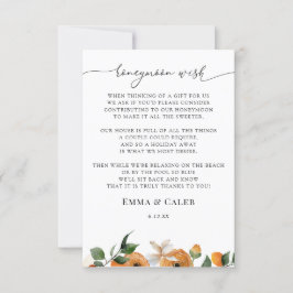 Invitación Naranja Blossoms Honeymoon Wish