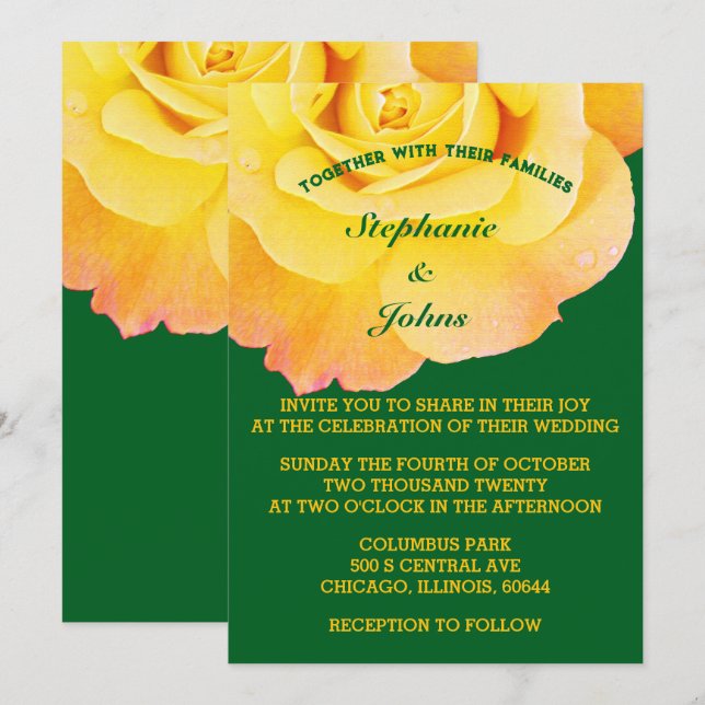Invitación Naranja Boda del Boho verde del bosque floral amar (Anverso / Reverso)