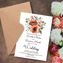 Invitación Naranja Boda Floral