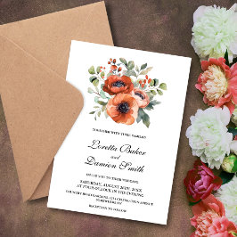 Invitación Naranja Boda Floral