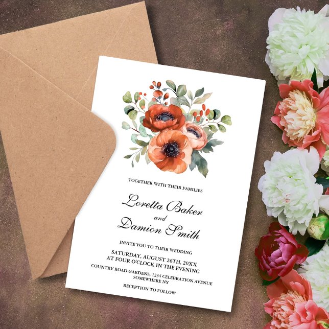 Invitación Naranja Boda Floral (Subido por el creador)