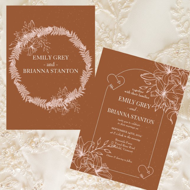 Invitación Naranja Boda quemado de terracota minimalista (Subido por el creador)