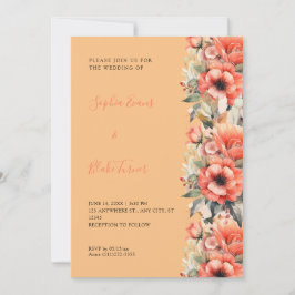 Invitación Naranja bohemio Boda Naranja de caída floral