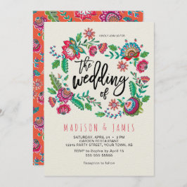 Invitación Naranja bohemio flor folclórica Boda de Moda Boho