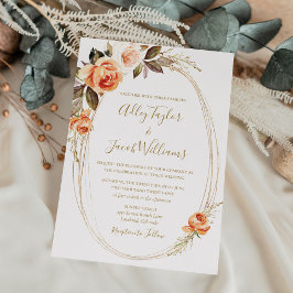 Invitación Naranja Boho Boda de Fall Floral Burn