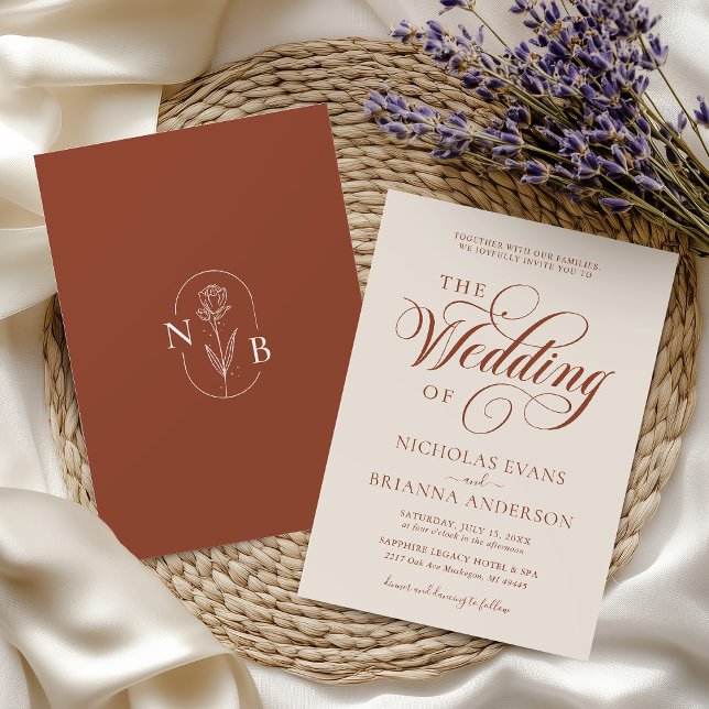 Invitación Naranja Boho Boda de Terracotta Quemada Moderna (Subido por el creador)