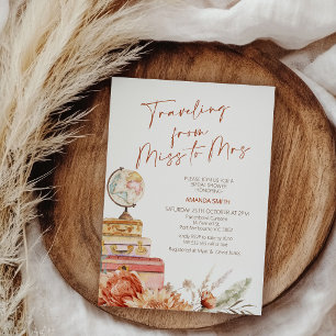 Invitación Naranja Boho Cae Viajando Srta. Bridal Shower