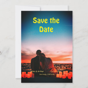 Invitación naranja boho guardar la fecha QR añadir foto del n