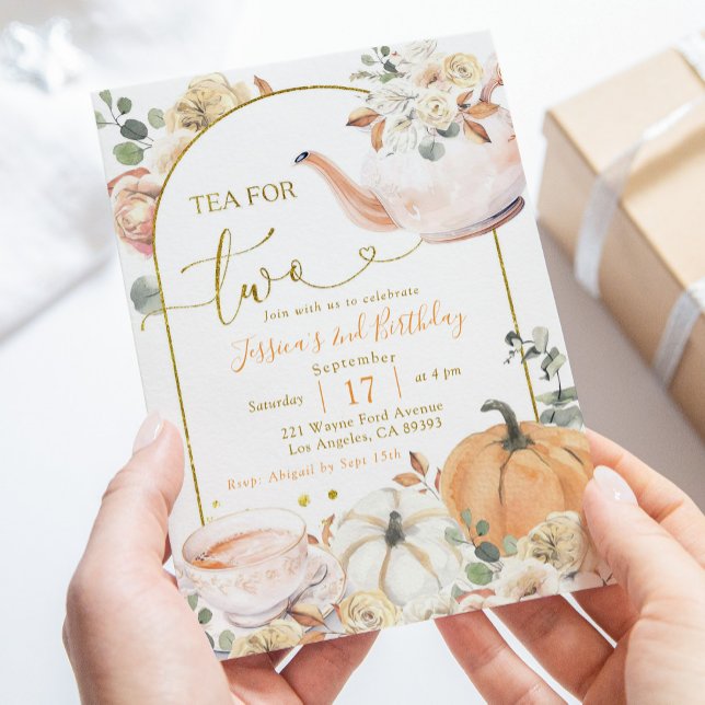 Invitación Naranja Boho otoño y té de calabaza blanca por dos (Subido por el creador)
