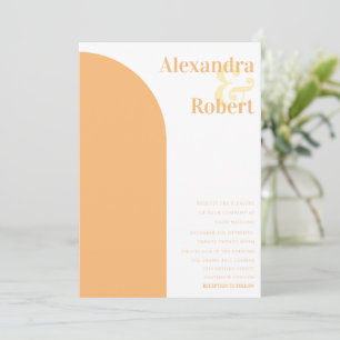 Invitación Naranja Boho Pastel Arco Minimalista Amarillo Mode