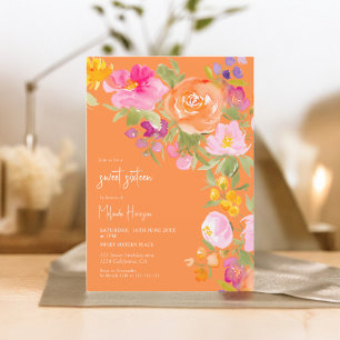 Invitación Naranja Bonito verano romántico floral dulce 16