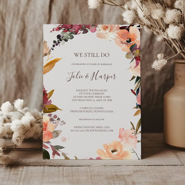 Invitación Naranja Borgoña Floral | Renovación del voto de Be (Subido por el creador)