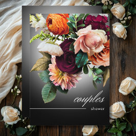 Invitación Naranja Borgoña Oscuro Floral Romance Parejas Duch