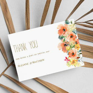 Invitación Naranja botánico amarillo rosado verano floral Gra