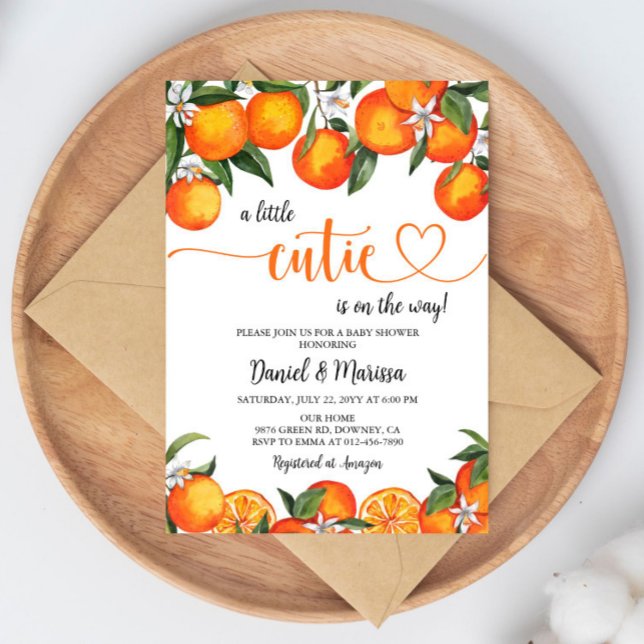 Invitación Naranja botánico Cutie Citrus Baby Shower (Subido por el creador)