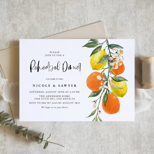 Invitación Naranja botánico y cena de ensayo de limón (Subido por el creador)