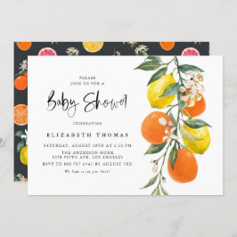 Invitación Naranja botánico y Lemon Garland Baby Shower