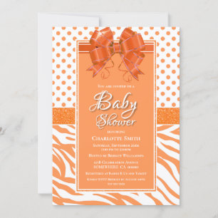 Invitación Naranja Bow Baby Shower