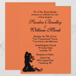 Invitación Naranja Bride y Groom