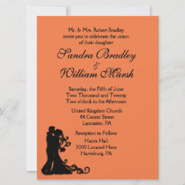 Invitación Naranja Bride y Groom