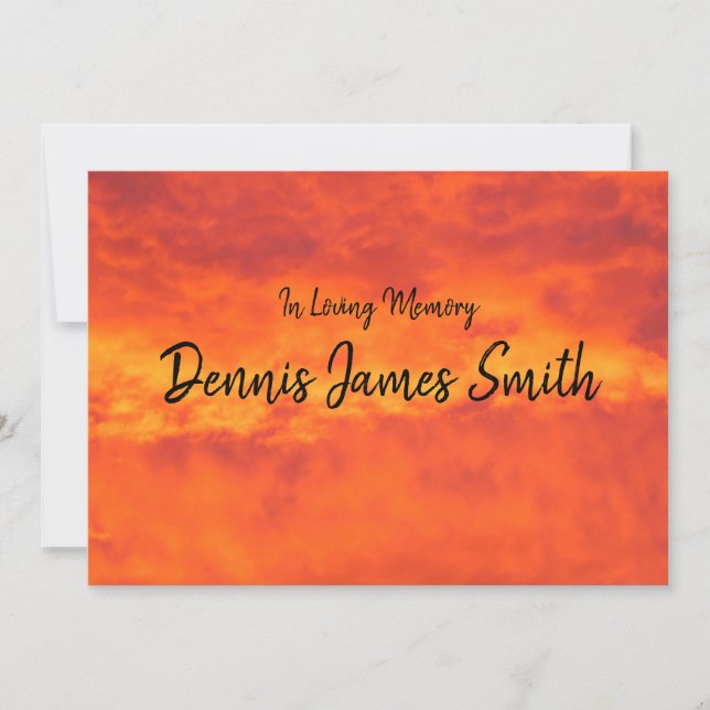 Invitación Naranja brillante celebración de la vida al atarde (Anverso)