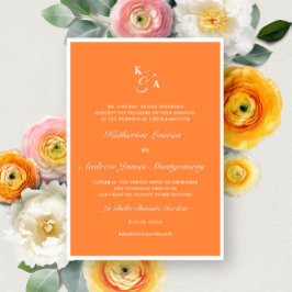 Invitación Naranja brillante elegante Monograma Boda formal n