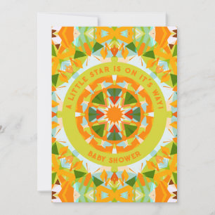 Invitación Naranja brillante Estrella Verde ducha de niño beb