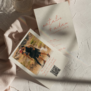 Invitación Naranja brillante Retro Fun Boda caprichoso