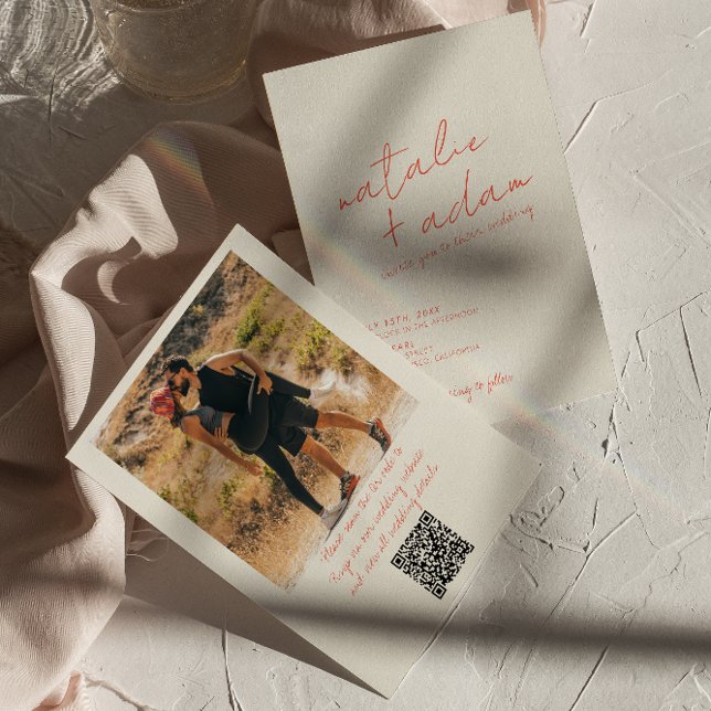 Invitación Naranja brillante Retro Fun Boda caprichoso (Subido por el creador)