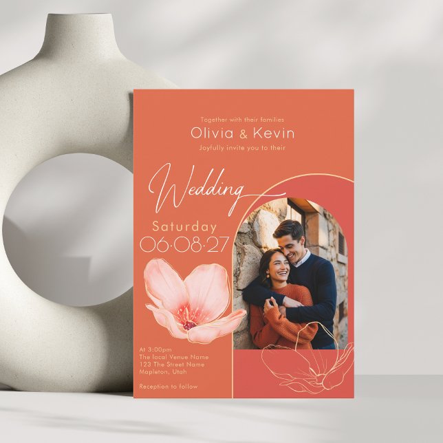 Invitación Naranja brillante Verona atardecer arcos boda de f (Subido por el creador)
