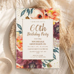 Invitación Naranja Burgundy Fall Floral Gold Purpurina 60<br><div class="desc">Elegante naranja y color de agua burdeos/floral de otoño con purpurina de oro en una invitación a las mujeres por el 60 cumpleaños. Comuníquese conmigo para obtener ayuda con la personalización o para solicitar productos de Zazzle para su fiesta.</div>
