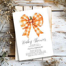 Invitación Naranja Caída Calabaza Coquette Bow Baby Shower