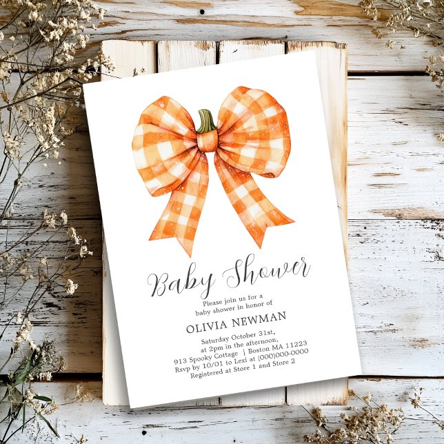 Invitación Naranja Caída Calabaza Coquette Bow Baby Shower (Subido por el creador)