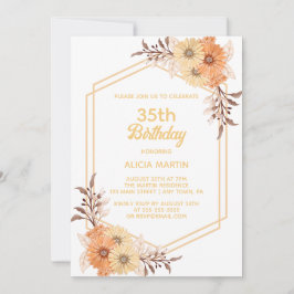 Invitación Naranja Caída Flor Oro Mujer Blanca Adulta