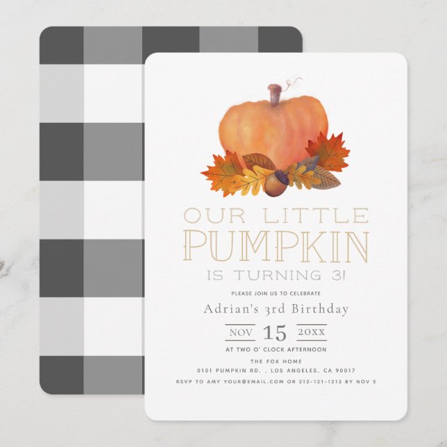 Invitación Naranja Calabaza Caída Sale Cumpleaños (Anverso / Reverso)