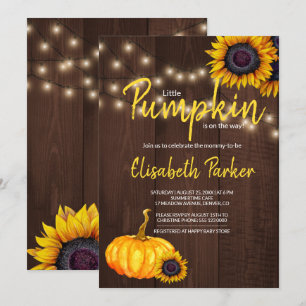 Invitación Naranja Calabaza girasoles Barn Wood Baby Shower