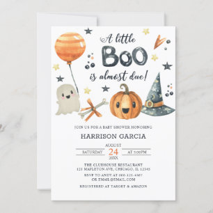 Invitación Naranja Calabaza Halloween Un Pequeño Bote Baby Sh