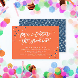 Invitación Naranja celebremos al Fiesta graduado