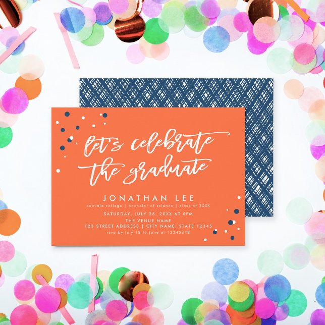 Invitación Naranja celebremos al Fiesta graduado (Subido por el creador)
