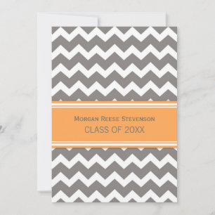 Invitación Naranja Chevron del Partido de Graduación Personal