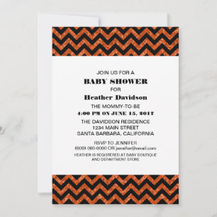 Invitación Naranja Chevron Purpurina Baby Shower Invitar
