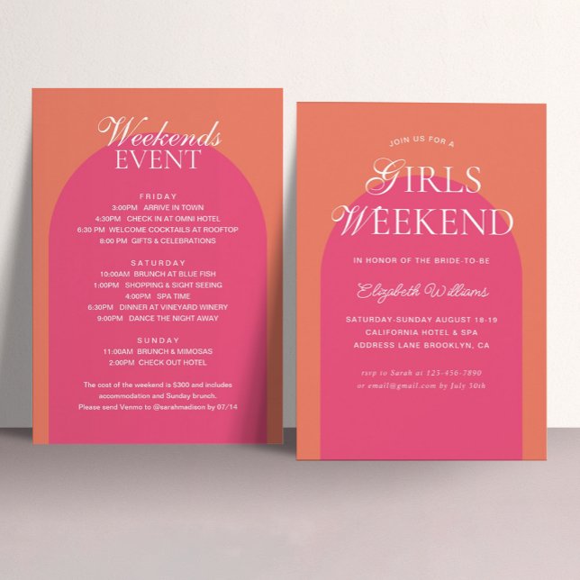 Invitación Naranja Chicas de Arco Rosa Fiesta de Bachelorette (Subido por el creador)