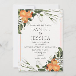 Invitación Naranja cítrico flor acuarela botánica