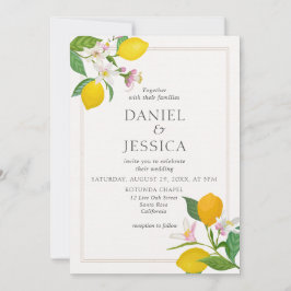 Invitación Naranja cítrico flor acuarela botánica