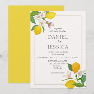 Invitación Naranja cítrico flor acuarela botánica