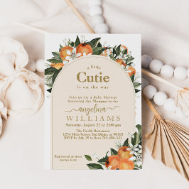 Invitación Naranja cítrico grenery Pequeño cutie Baby Shower