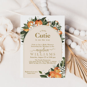 Invitación Naranja cítrico grenery Pequeño cutie Baby Shower