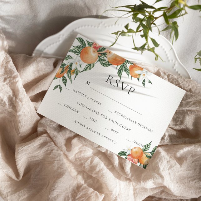 Invitación Naranja Citrus Botánico Matrimonio moderno RSVP (Subido por el creador)