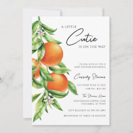 Invitación Naranja Citrus Cutie en el camino a Baby Shower