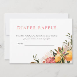 Invitación Naranja Citrus Floral Botánica | Diaper Raffle